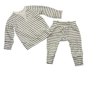 Childhoods Clothing Natural Stripe Crew Sweatshirt & Gusset Pants Set